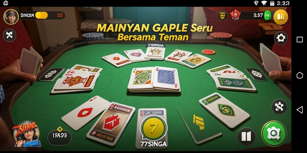 Tampilan seru gameplay Gaple pada 77SINGA.