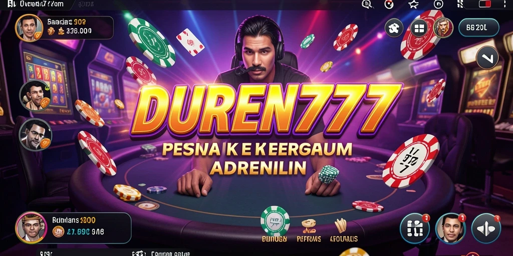 Antarmuka bermain DUREN777 dengan grafis kasino yang mengagumkan.