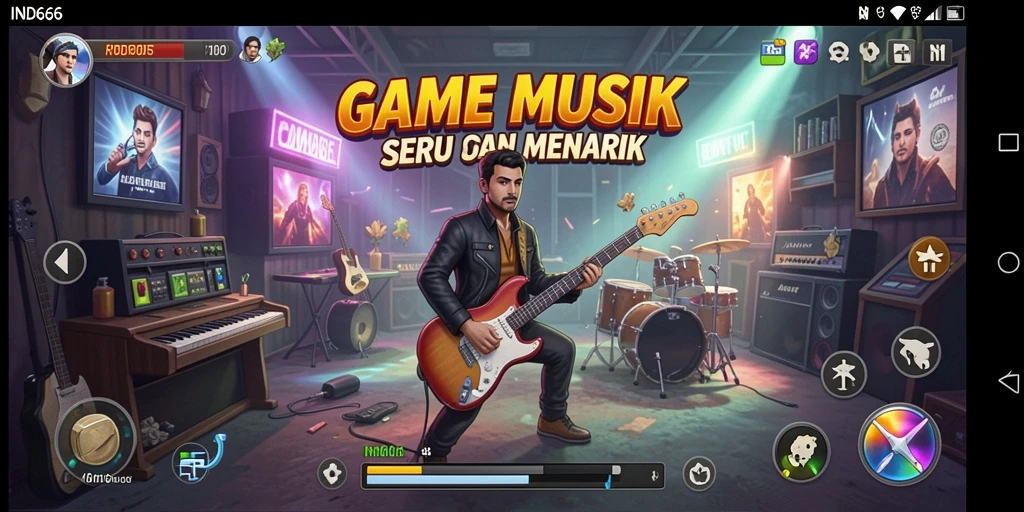 Tampilan gameplay IND666 dengan aksi musik yang energik.