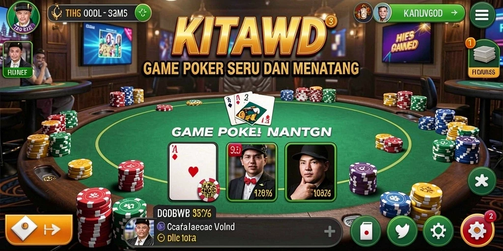 Tampilan permainan Poker seru di KITAWD dengan antarmuka yang menarik.