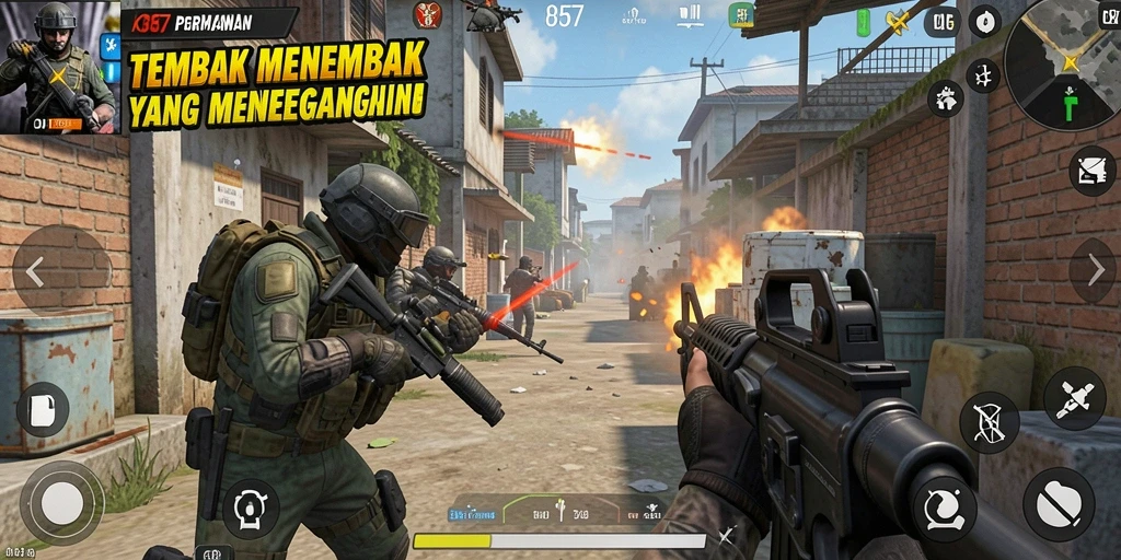Tampilan gameplay yang menegangkan dalam KO857.