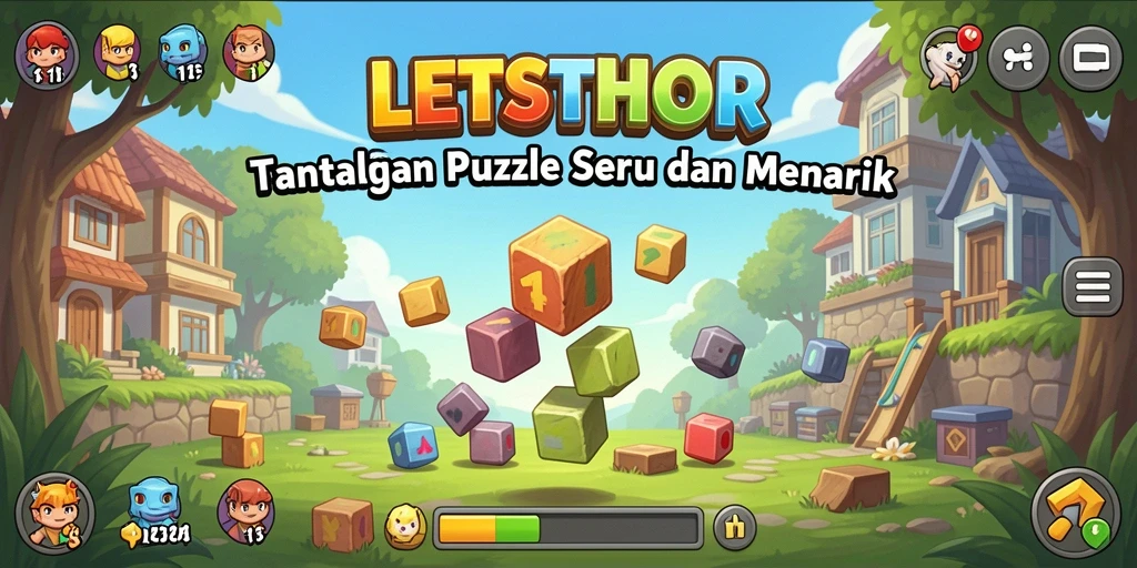 Tampilan gameplay LETSTHOR yang menantang dan penuh warna.