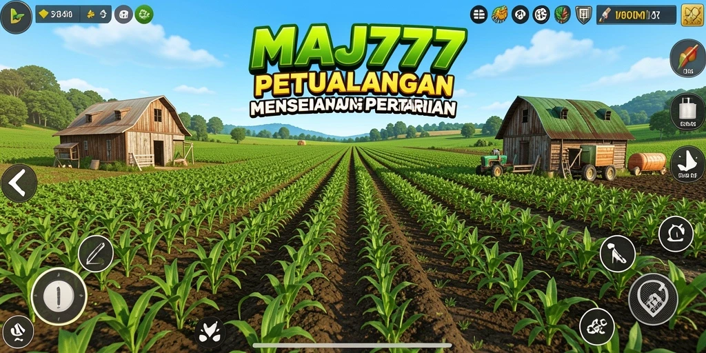 Tampilan gameplay menarik dari MAJ777 yang menunjukkan ladang yang subur.