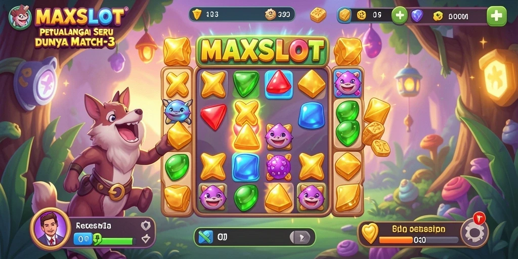 Tampilan gameplay seru dalam MAXSLOT dengan tantangan Match-3.