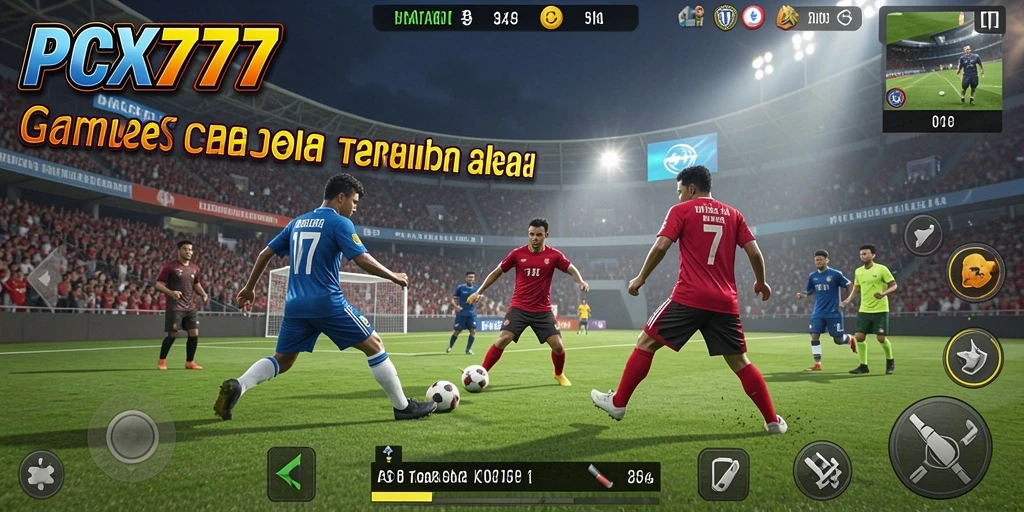 Gameplay seru PCX777 yang menampilkan aksi sepak bola nyata.