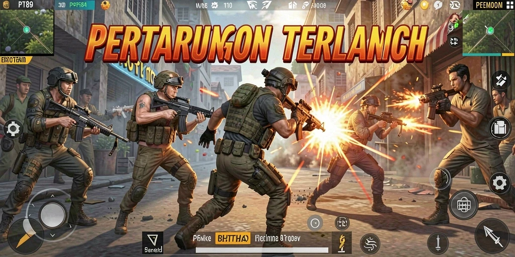 Tangkapan layar gameplay mendebarkan PT89 di arena Battle Royale.