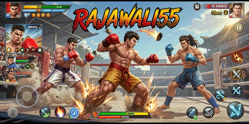 Tampilan pertarungan mendebarkan dalam game RAJAWALI55.