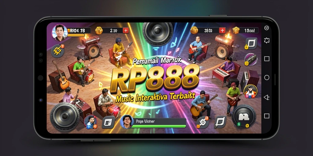 Tampilan gameplay menarik RP888 dengan berbagai pilihan musik.