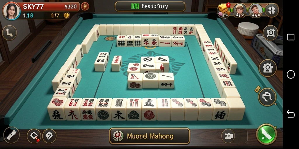 Tampilan gameplay yang mendebarkan dalam SKY77, nikmati tantangan Mahjong.