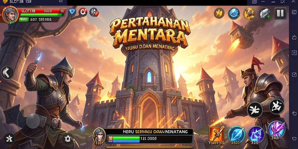 Gameplay seru Tower Defense SLOT138 dengan menara dan musuh yang beragam.