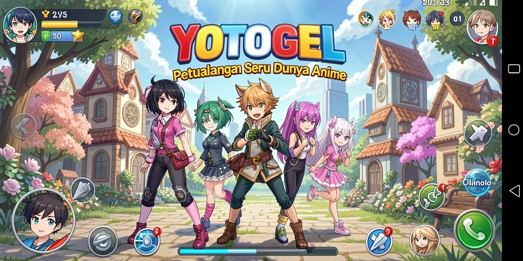 Tampilan gameplay utama YOTOGEL dengan aksi seru dan karakter anime.