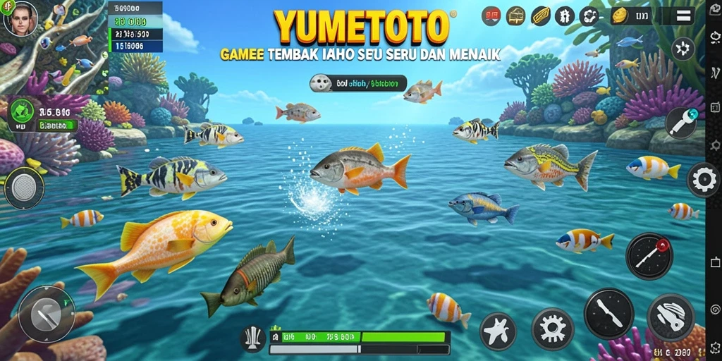 Gameplay menembak ikan yang seru di YUMETOTO.